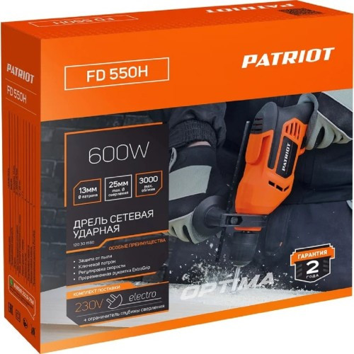 Дрель ударная сетевая PATRIOT FD 550 H 120301550