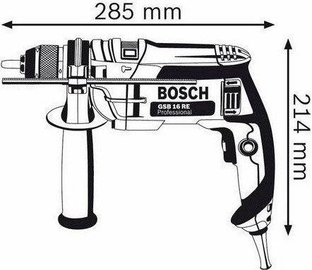 Дрель ударная сетевая BOSCH GSB 16 RE (БЗП) односкоростная 060114E500 Кейс