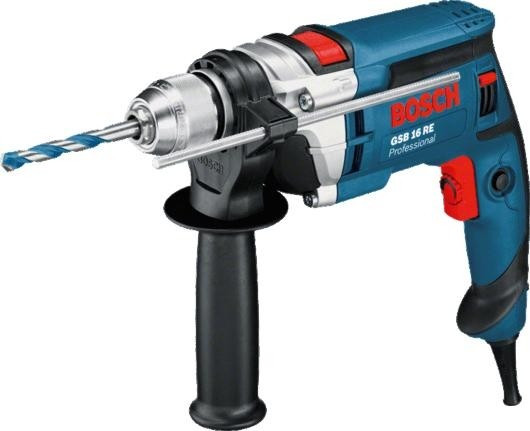 Дрель ударная сетевая BOSCH GSB 16 RE (БЗП) односкоростная 0601148708 Кейс