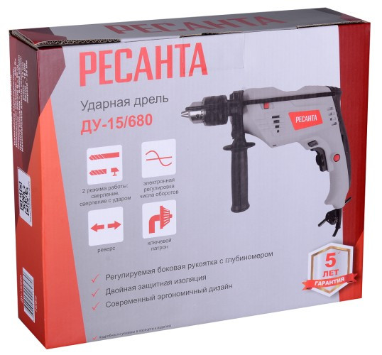 Дрель ударная сетевая Ресанта ДУ-15/680 75/8/2