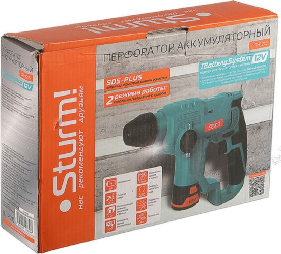 Перфоратор аккумуляторный Sturm CRH1215 без АКБ и ЗУ