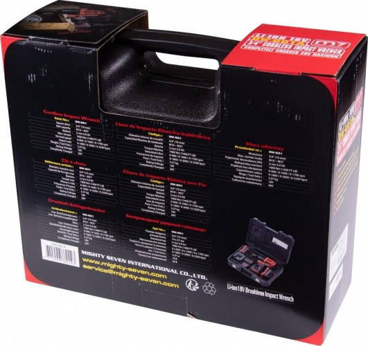 Гайковерт аккумуляторный MIGHTY SEVEN DW-601A ударный 4 предмета, кейс