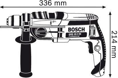 Дрель ударная сетевая BOSCH GSB 19-2 RE (БЗП) двухскоростная 060117B500 Кейс