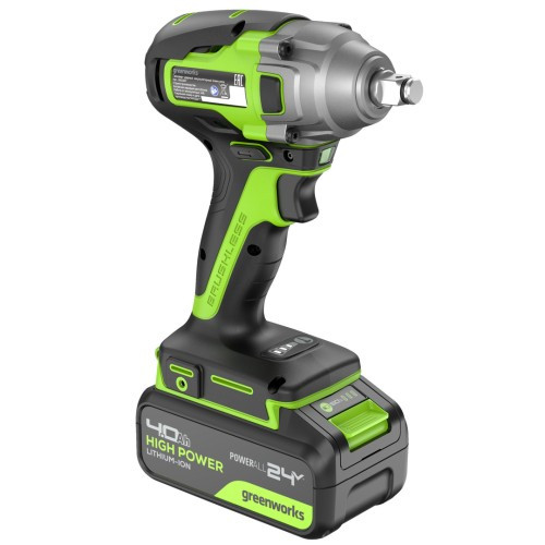 Гайковерт аккумуляторный GREENWORKS GD24IW400 ударный, 24V, АКБ 4Ач и ЗУ 3802907CUB